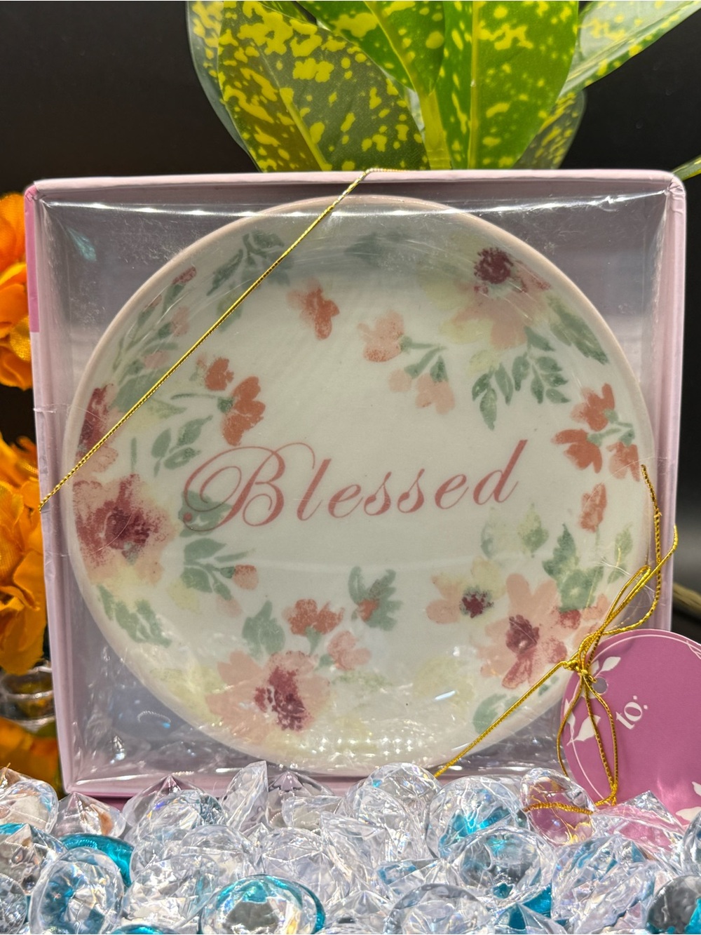 Blessed Floral Trinket Dish - Pink